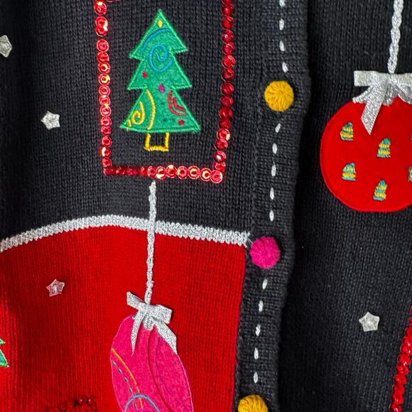 Vintage Karen Scott Women’s Holiday Christmas Cottage 1990s Cardigan Small - Picture 3 of 6